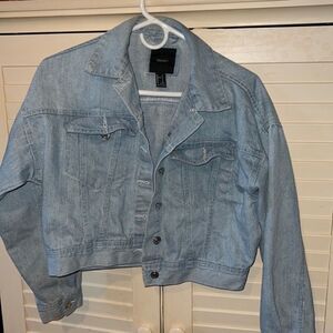 Forever 21 crop denim jacket size small